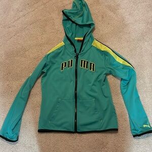 Y2K green and yellow Puma jacket Girls size medium
